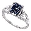 Image 1 : 0.15 CTW Blue Color Diamond Cluster Ring 10KT White Gold - REF-18M2H