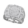Image 1 : 1 CTW Mens Diamond Layered Square Cluster Ring 10KT White Gold - REF-104K9W