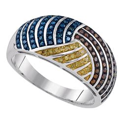 0.40 CTW Multicolor Diamond Fashion Ring 10KT White Gold - REF-49K5W