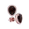 3.42 CTW Pear Smoky Quartz Solitaire Stud Earrings 14KT Rose Gold - REF-67Y4X