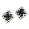 0.25 CTW Black Color Diamond Square Cluster Earrings 14KT Yellow Gold - REF-18N2F