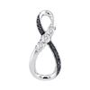 Image 1 : 0.03 CTW Black Color Diamond Vertical Infinity Pendant 10KT White Gold - REF-12M2H