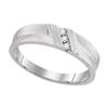 Image 1 : 0.06 CTW Diamond Channel-set Mens Masculine Lightweight Ring 10KT White Gold - REF-20N9F