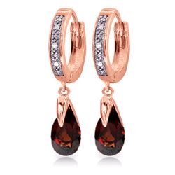 Genuine 2.53 ctw Garnet & Diamond Earrings Jewelry 14KT Rose Gold - REF-60K4V