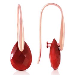 Genuine 8 ctw Ruby Earrings Jewelry 14KT Rose Gold - REF-47P4H