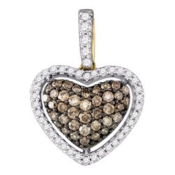 0.45 CTW Cognac-brown Color Diamond Heart Love Pendant 10KT Yellow Gold - REF-26W9K