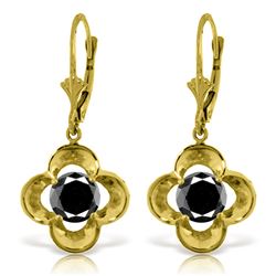 Genuine 1.0 ctw Black Diamond Earrings Jewelry 14KT Yellow Gold - REF-76P2H