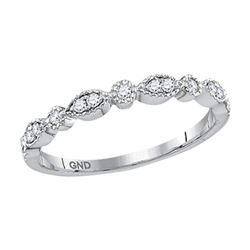 0.17 CTW Diamond Milgrain Stackable Ring 10KT White Gold - REF-18X7Y