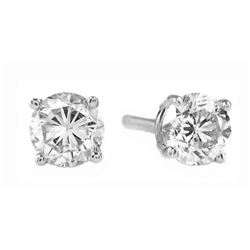 Genuine 0.50 ctw Diamond Anniversary Earrings Jewelry 14KT White Gold - REF-100X2M