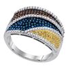 Image 1 : 0.75 CTW Multicolor Diamond Fashion Ring 10KT White Gold - REF-75N2F