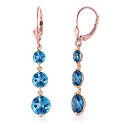 Genuine 7.2 ctw Blue Topaz Earrings Jewelry 14KT Rose Gold - REF-42K6V