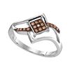 Image 1 : 0.15 CTW Cognac-brown Color Diamond Square Cluster Ring 10KT White Gold - REF-13H4M