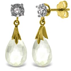 Genuine 6.06 ctw White Topaz & Diamond Earrings Jewelry 14KT Yellow Gold - REF-37X4M