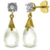 Genuine 6.06 ctw White Topaz & Diamond Earrings Jewelry 14KT Yellow Gold - REF-37X4M