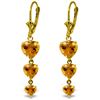 Genuine 6 ctw Citrine Earrings Jewelry 14KT Yellow Gold - REF-66N9R