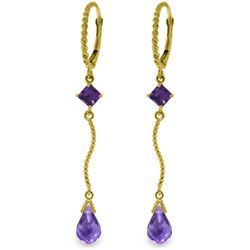 Genuine 3.5 ctw Amethyst Earrings Jewelry 14KT Yellow Gold - REF-33W8Y