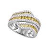 Image 1 : 1.73 CTW Natural Canary Yellow Diamond Crossover Ring 14KT White Gold - REF-187W4K
