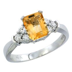 Natural 1.48 ctw citrine & Diamond Engagement Ring 14K White Gold - REF-52A3V