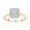 Image 1 : 0.33 CTW Diamond Square Cluster Ring 10KT Yellow Gold - REF-30K2W