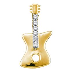 0.05 CTW Diamond Electric Guitar Music Instrument Pendant 10KT Yellow Gold - REF-7W4K