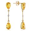 Genuine 6.01 ctw Citrine & Diamond Earrings Jewelry 14KT Yellow Gold - REF-42W4Y