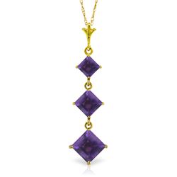 Genuine 2.4 ctw Amethyst Necklace Jewelry 14KT Yellow Gold - REF-29W7Y