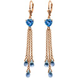 Genuine 9.5 ctw Blue Topaz Earrings Jewelry 14KT Rose Gold - REF-62R2P