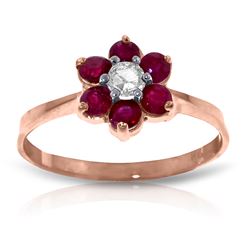 Genuine 0.50 ctw Ruby & Diamond Ring Jewelry 14KT Rose Gold - REF-42A2K