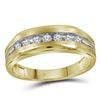 Image 1 : 0.26 CTW Mens Diamond Grooved Wedding Ring 14KT Two-tone Gold - REF-34X4Y