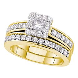 1 CTW Princess Diamond Bridal Engagement Ring 14KT Yellow Gold - REF-109K4W