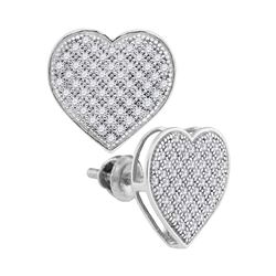 0.33 CTW Diamond Heart Screwback Earrings 10KT White Gold - REF-24N2F