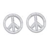 Image 1 : 0.15 CTW Diamond Peace Sign Earrings 10KT White Gold - REF-22H4M