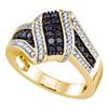 Image 1 : 0.55 CTW Black Color Diamond Cluster Ring 10KT Yellow Gold - REF-41W9K