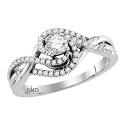 0.50 CTW Diamond Solitaire Swirl Crossover Bridal Ring 14KT White Gold - REF-71H3M