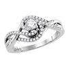 Image 1 : 0.50 CTW Diamond Solitaire Swirl Crossover Bridal Ring 14KT White Gold - REF-71H3M