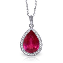 Genuine 5.51 ctw Ruby & Diamond Necklace Jewelry 14KT White Gold - REF-98X3M