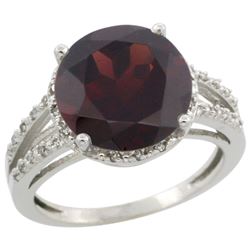 Natural 5.34 ctw Garnet & Diamond Engagement Ring 14K White Gold - REF-52Z3Y