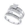 Image 1 : 0.33 CTW His & Hers Diamond Cluster Matching Bridal Ring 10KT White Gold - REF-49X5Y