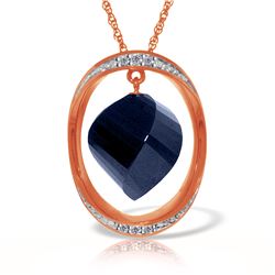 Genuine 15.35 ctw Sapphire & Diamond Necklace Jewelry 14KT Rose Gold - REF-124P2H