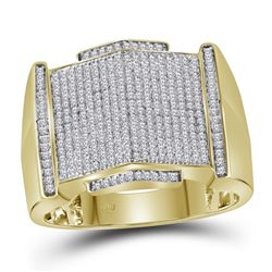 0.64 CTW Mens Diamond Pointed Symmetrical Cluster Ring 10KT Yellow Gold - REF-89H9M