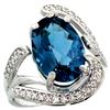 Natural 6.22 ctw london-blue-topaz & Diamond Engagement Ring 14K White Gold - REF-137M2H