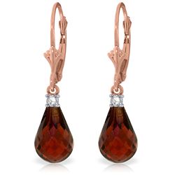 Genuine 4.6 ctw Garnet & Diamond Earrings Jewelry 14KT Rose Gold - REF-30M2T