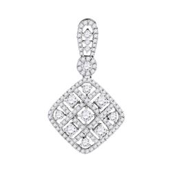 0.97 CTW Diamond Square Pendant 10KT White Gold - REF-82Y5X