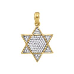 0.20 CTW Mens Diamond 6-Point Star Magen David Charm Pendant 10KT Yellow Gold - REF-16X4Y