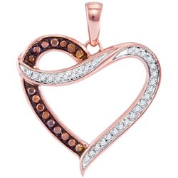 0.18 CTW Red Color Diamond Heart Love Pendant 10KT Rose Gold - REF-20M9H