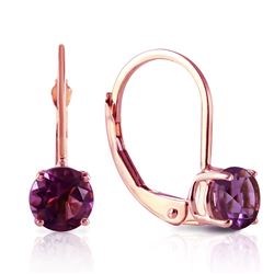 Genuine 1.20 ctw Amethyst Earrings Jewelry 14KT Rose Gold - REF-23Z2N