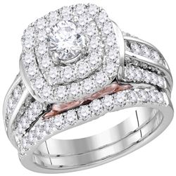 1.99 CTW Diamond Bellissimo Double Halo Bridal Engagement Ring 14KT White Gold - REF-299N9F