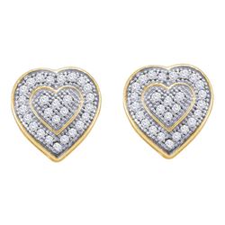 0.15 CTW Diamond Heart Earrings 10KT Yellow Gold - REF-18H2M