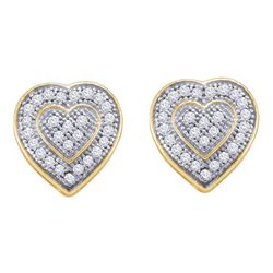 0.15 CTW Diamond Heart Earrings 10KT Yellow Gold - REF-18H2M