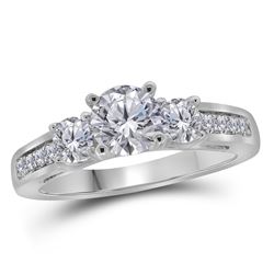 1.25 CTW Diamond 3-stone Bridal Engagement Ring 14KT White Gold - REF-307M4H